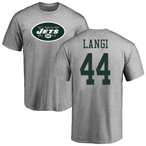 New York Jets Men Ash Harvey Langi Name and Number Logo NFL Football #44 T Shirt->new york jets->NFL Jersey